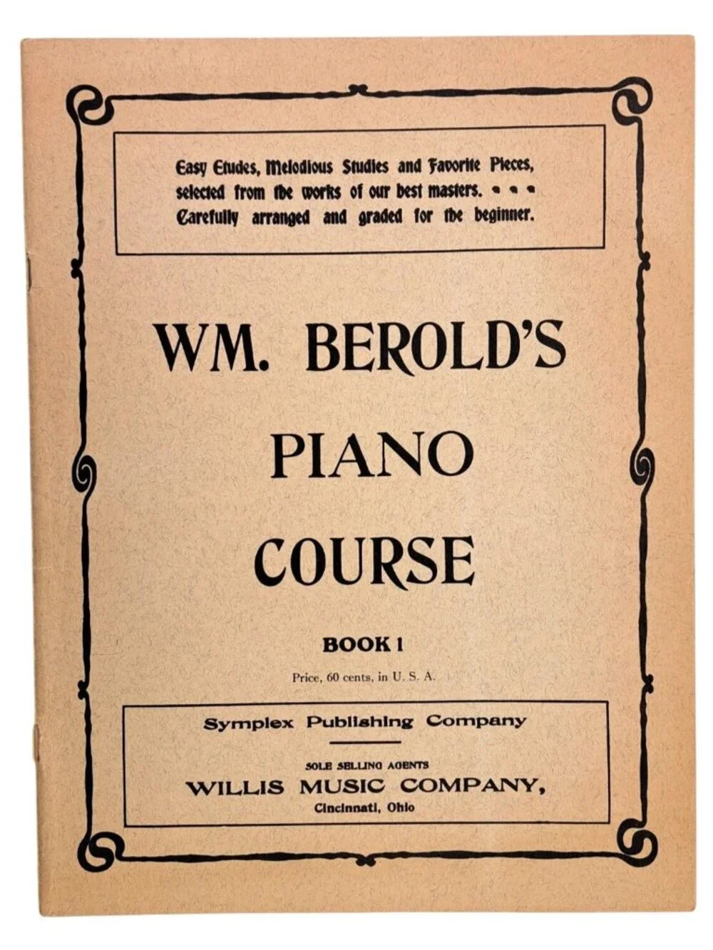 Vintage Wm. Berold's Piano Course Book 1 Beginner Etudes & Studies Easy 1914